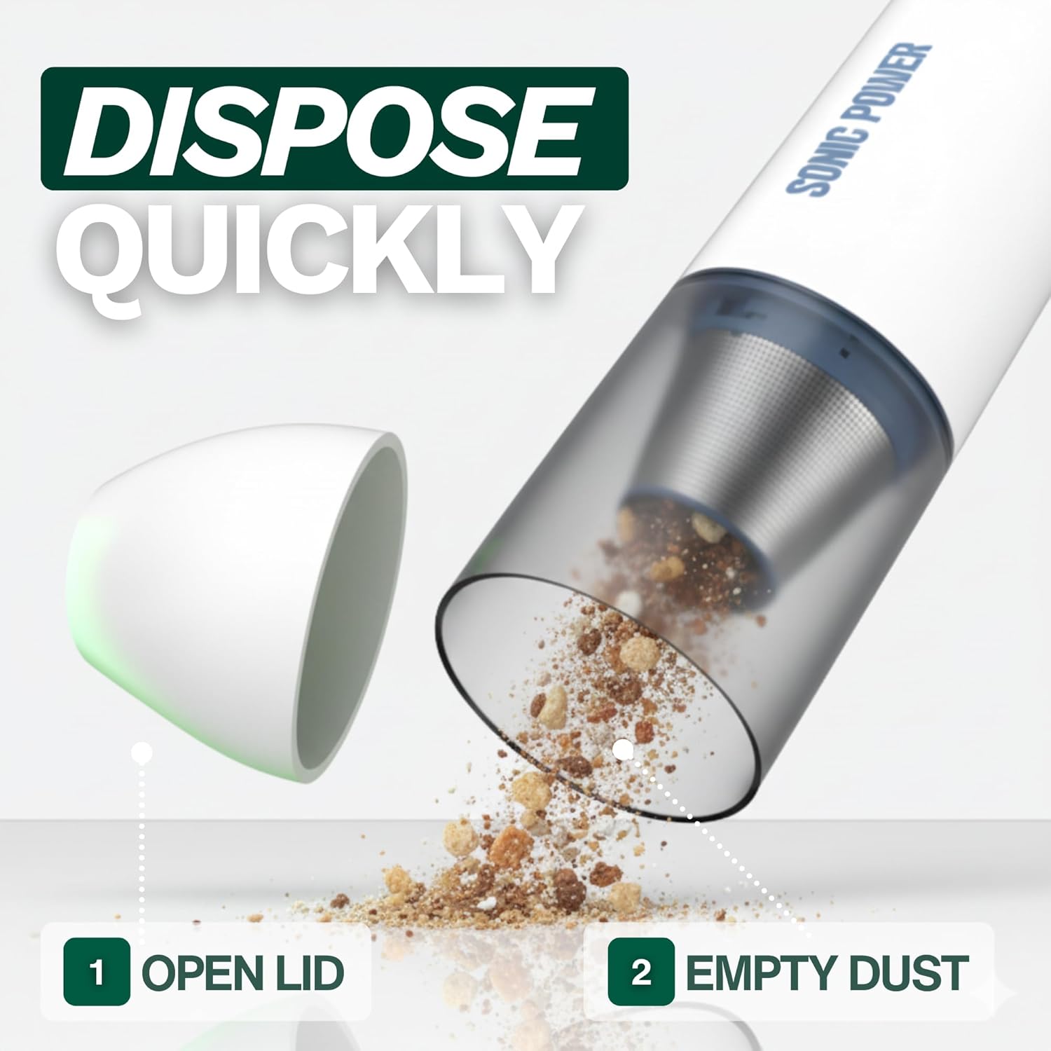 Portable Cordless Car Vacuum, 15000Pa High Suction Handheld Vacuum Cleaner, 2-in-1 Vacuum & Blower, with 4 Attachments & Portable Storage Bag for Car, Home, Pet & Office (White & Blue)