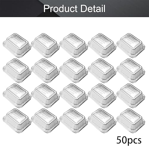 Miniatura 4 de Othmro Sartenes de papel de aluminio de 5.5 x 4.3 x 1.7 pulgadas, bandejas desechables para llevar, 50 recipientes rectangulares de papel de