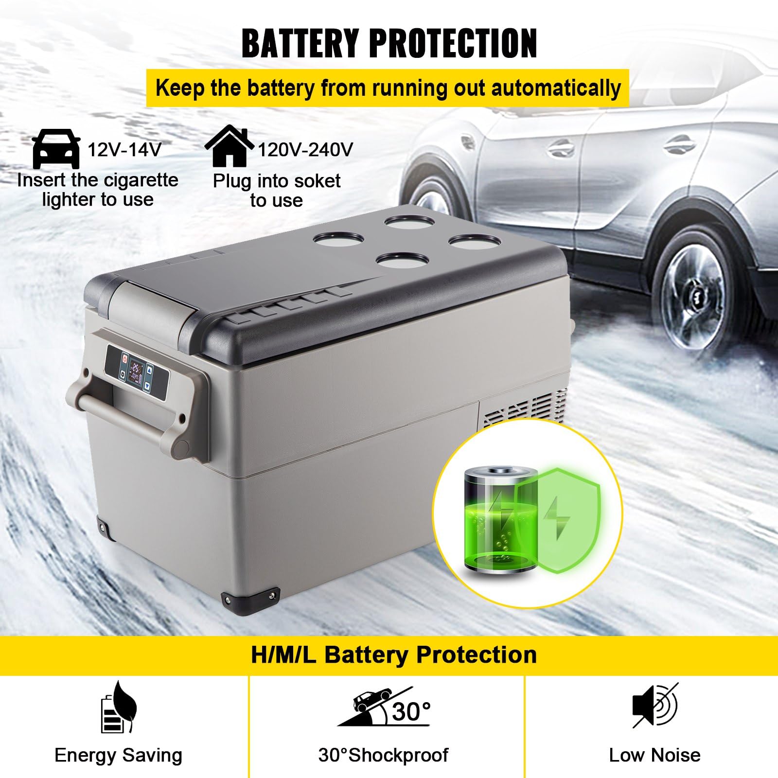 35L Przenośna lodówka Kompresor 12V-240V, zamrażarka elektryczna -20℃ do 20℃, Lodówka do Samochodów, Kempingu i RV