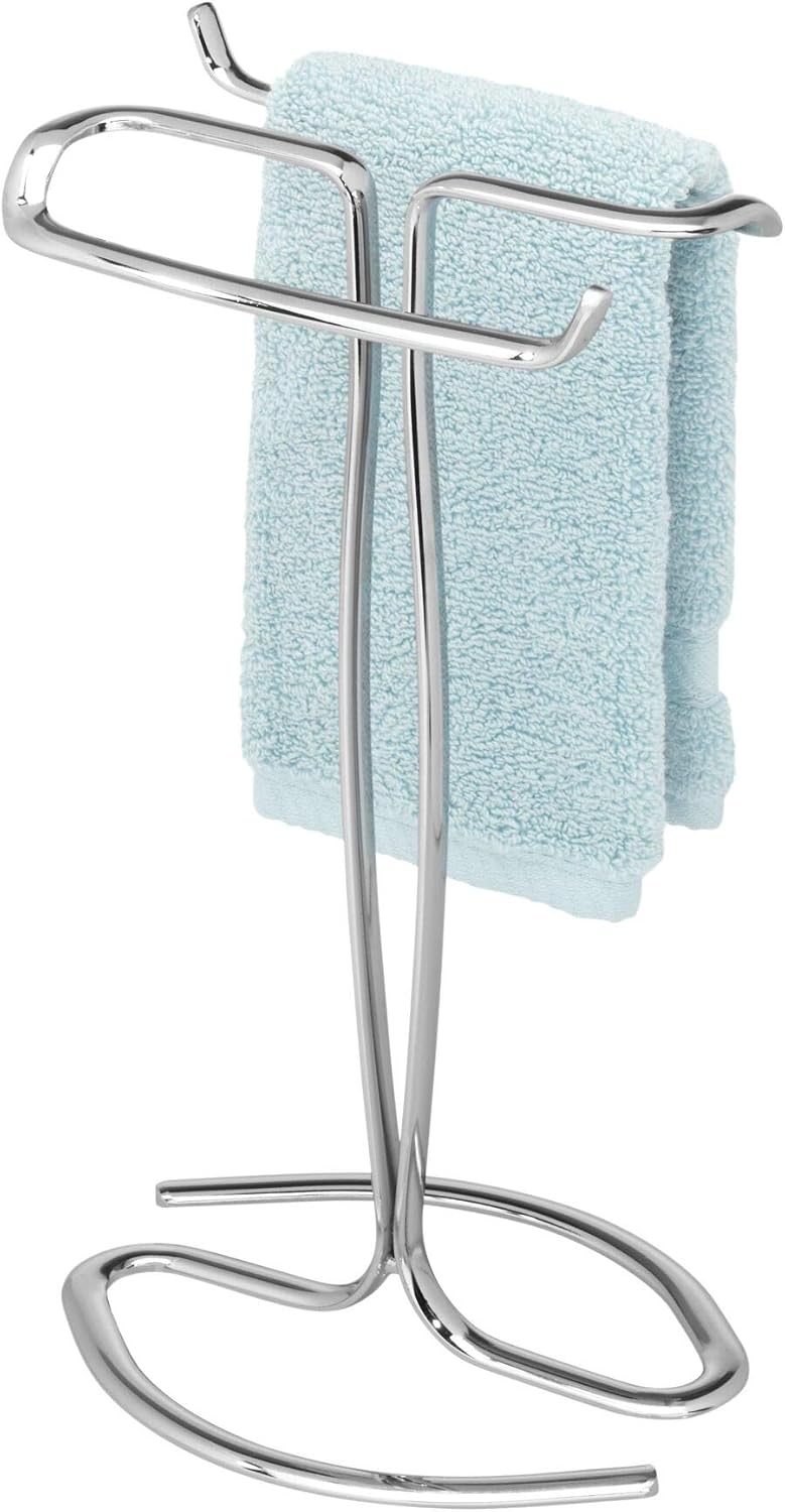iDesign Metal Hand Towel Rack, The Axis Collection – Holds 2 Hand Towels, 7.75” x 6.25” x 13.5”, Chrome