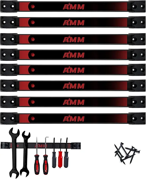 AMM 8PCS Magnetic Tool Holder Strip, 12" Heavy Duty Tool Organizer Magnetic Strip with Mounting Screws, Tool Magnet Bar for Tool Storage, Garage Organization