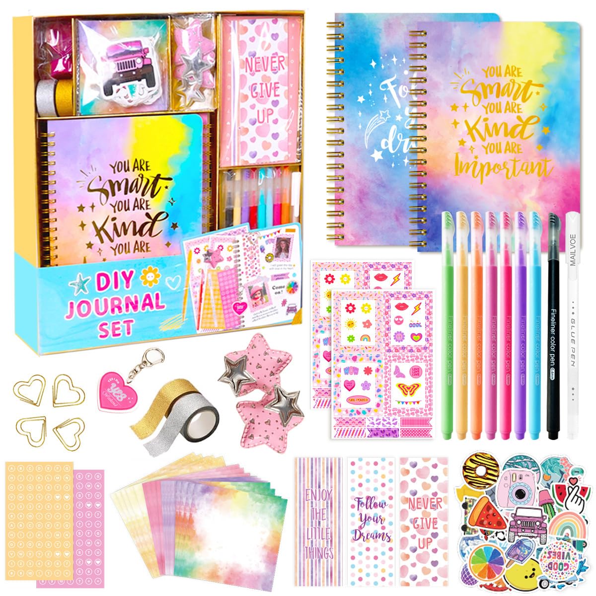 DIY Journal Kit for Girls, Teen Tween Girl Gifts Trendy Stuff, Stocking Stuffers, Scrapbook Supplies Stationery Set, Art Crafts Kit Ideal Gifts for Ages, 8 9 10 11 12 13 14 Year Old Girl
