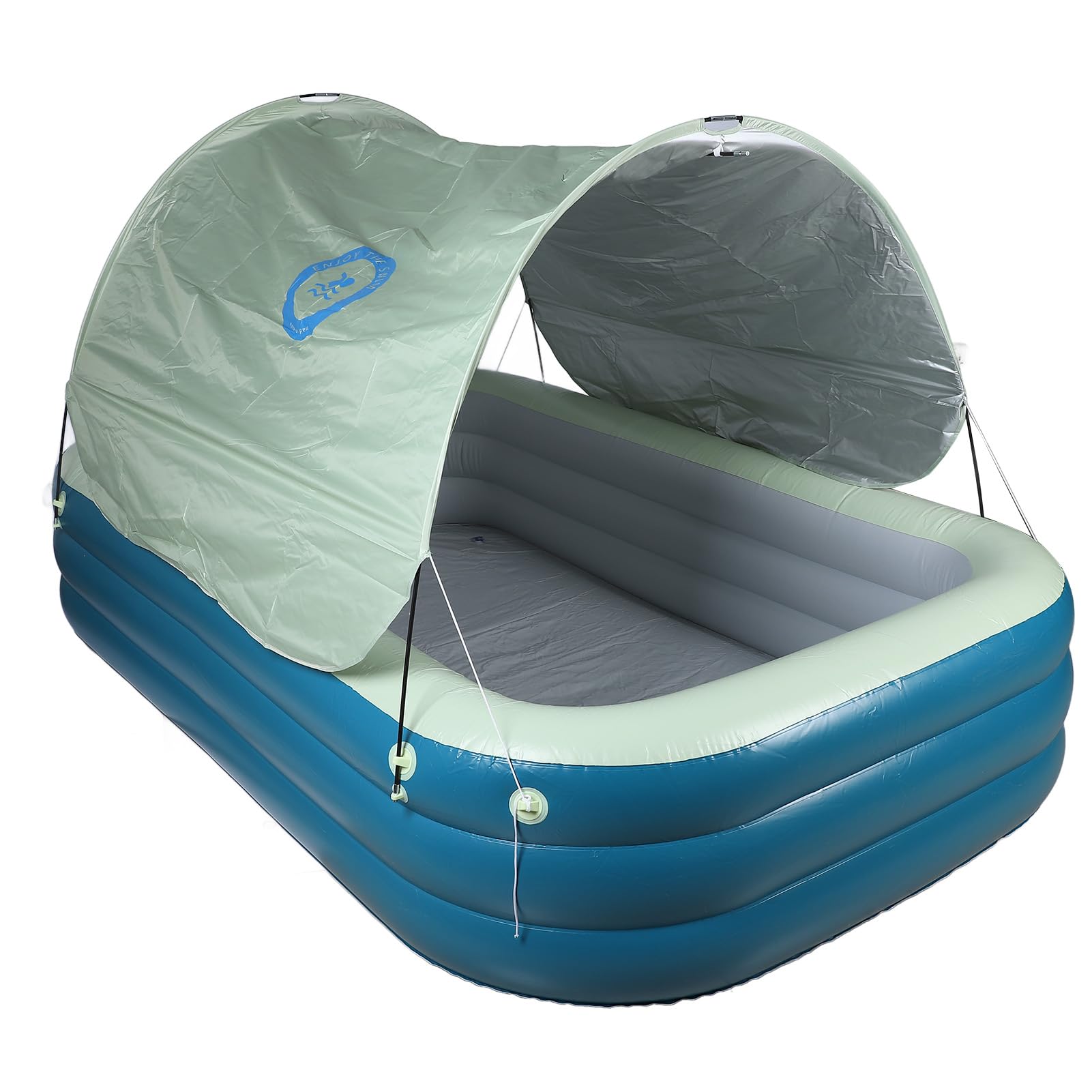 Piscina Inflable, Piscina Inflable de PVC de Gran Capacidad, con Dosel y Tobogán Acuático para Adultos, Niños, Jardín, Patio Trasero, Patio de Juegos Al Aire Libre (Green)
