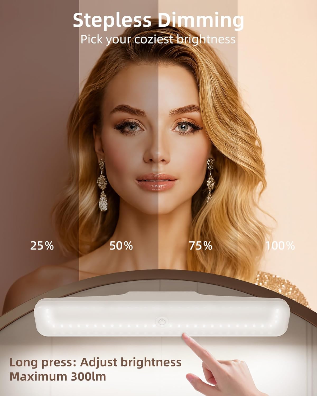 EZVALO 2 Pack Wireless Makeup Light, Rechargeable Vanity Lights for Mirror with 3 Color Modes, Stepless Dimming, Touch Control & Adjustable Angle, Cordless Bathroom Mirror Light, Gift for Women