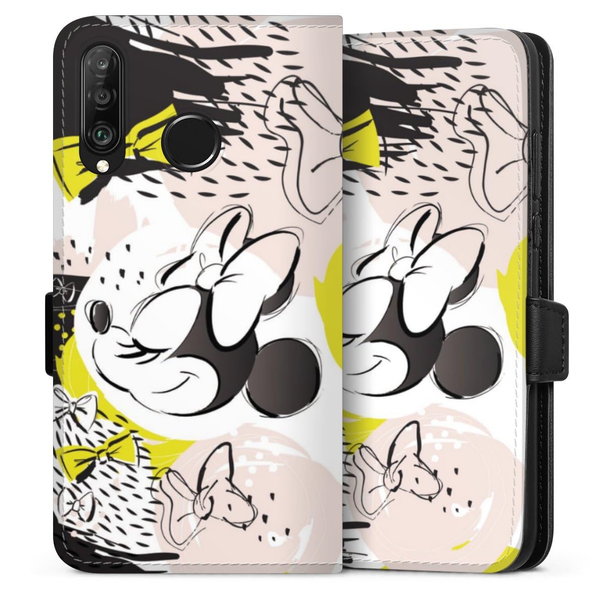 DeinDesign Etui Compatible avec Huawei P30 Lite New Edition Etui Folio Etui magnetique Mickey & Minnie Disney Abstrait