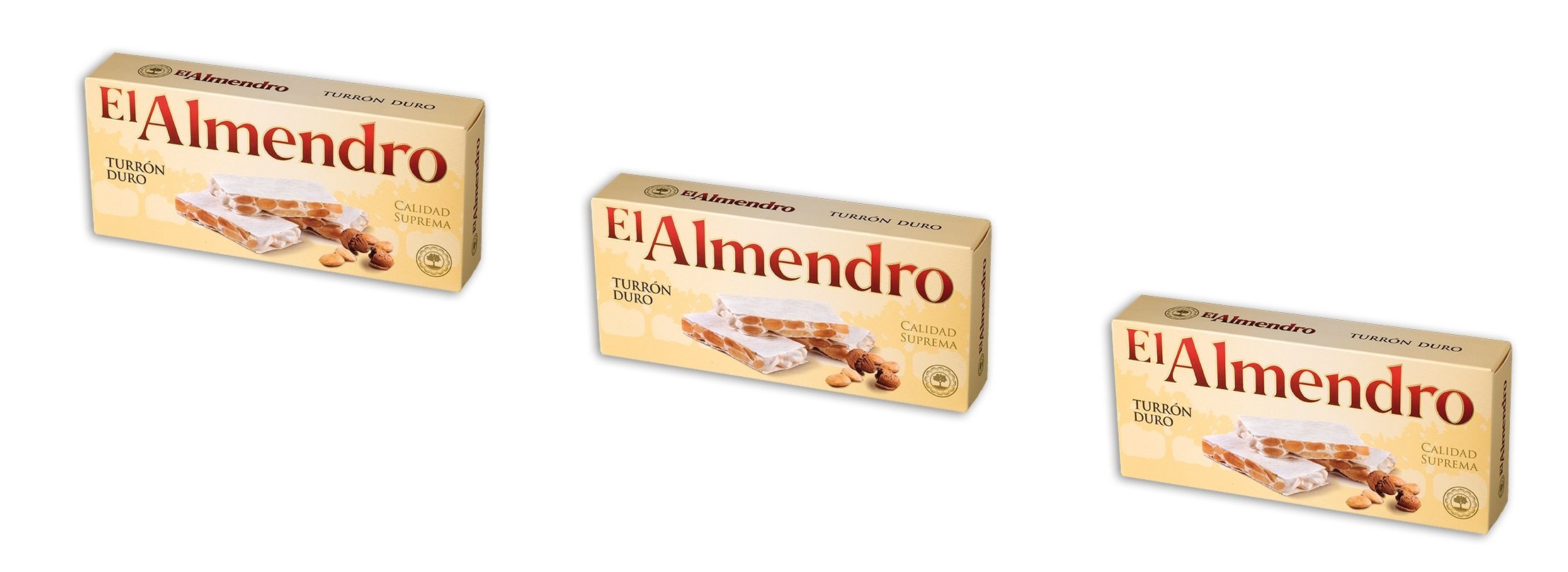 El Almendro - Pacchetto include 3 Turrón Duro, Torrone di mandrole duro - Qualità suprema - 200gr (Senza Gluten)