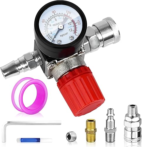Miniatura 1 de FBANG Regulador de presión del compresor de aire con indicador de dial, medidor de aire de 0-175 PSI para compresor de aire y herramientas de aire