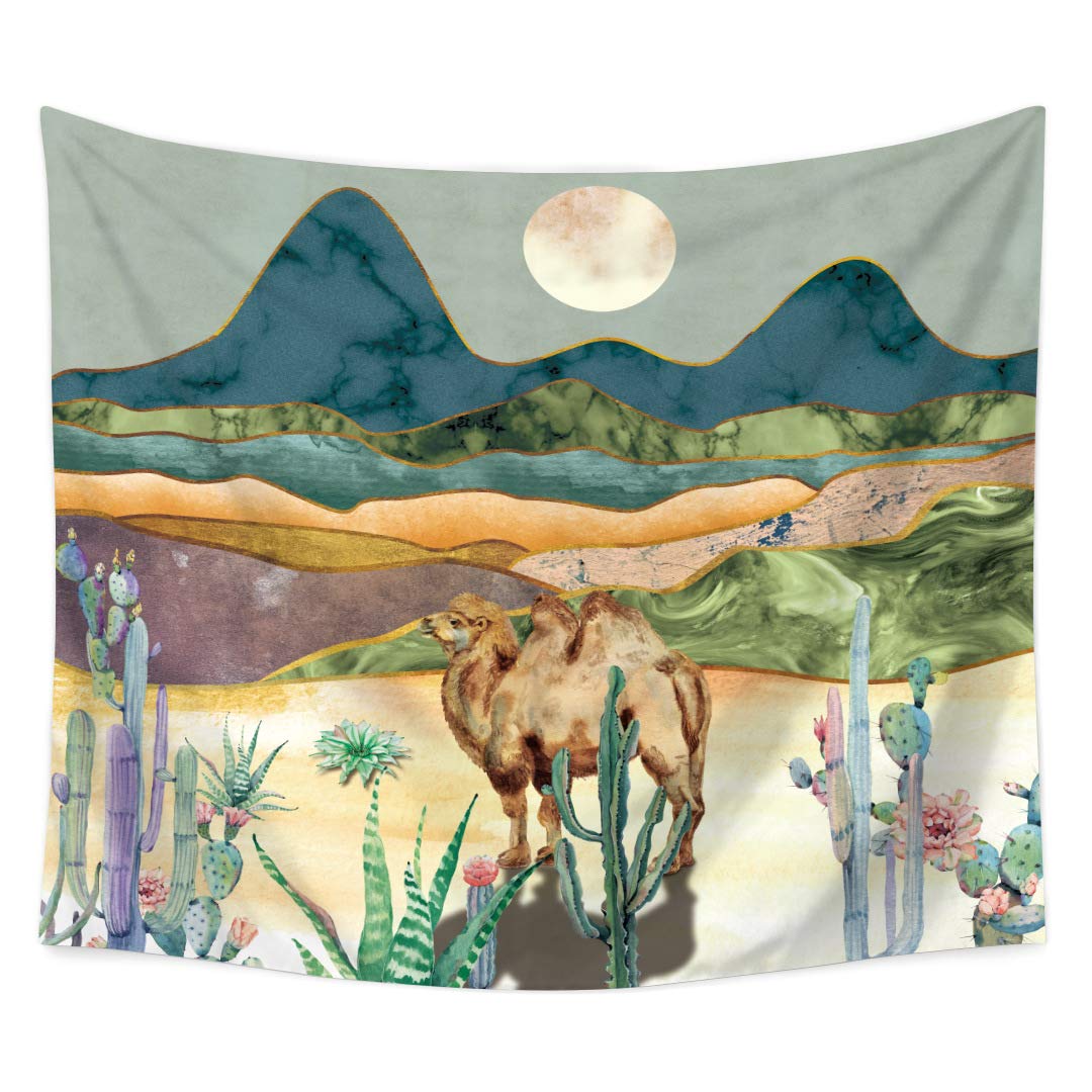 D C.SuperniceNight Sky Tapestry Wall Hangings Star Moon Mountain Desert Camel Printed Wall Tapestry for Home Bedroom Living Room Hanging