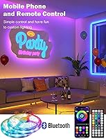 Vista 4 de Tira de luces LED RGB de 200 pies (3 rollos de luces LED de 65.6 pies), luces LED Bluetooth ultra largas con control remoto de voz de aplicación, 28