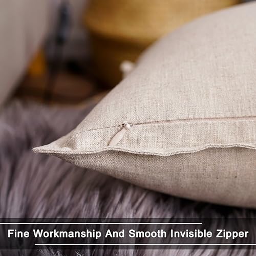 Miniatura 4 de Jeanerlor - Fundas para cojines decorativos, clásicas, cómodas y duraderas, de lino y algodón con costura doble aguja en el borde, para fiestas o