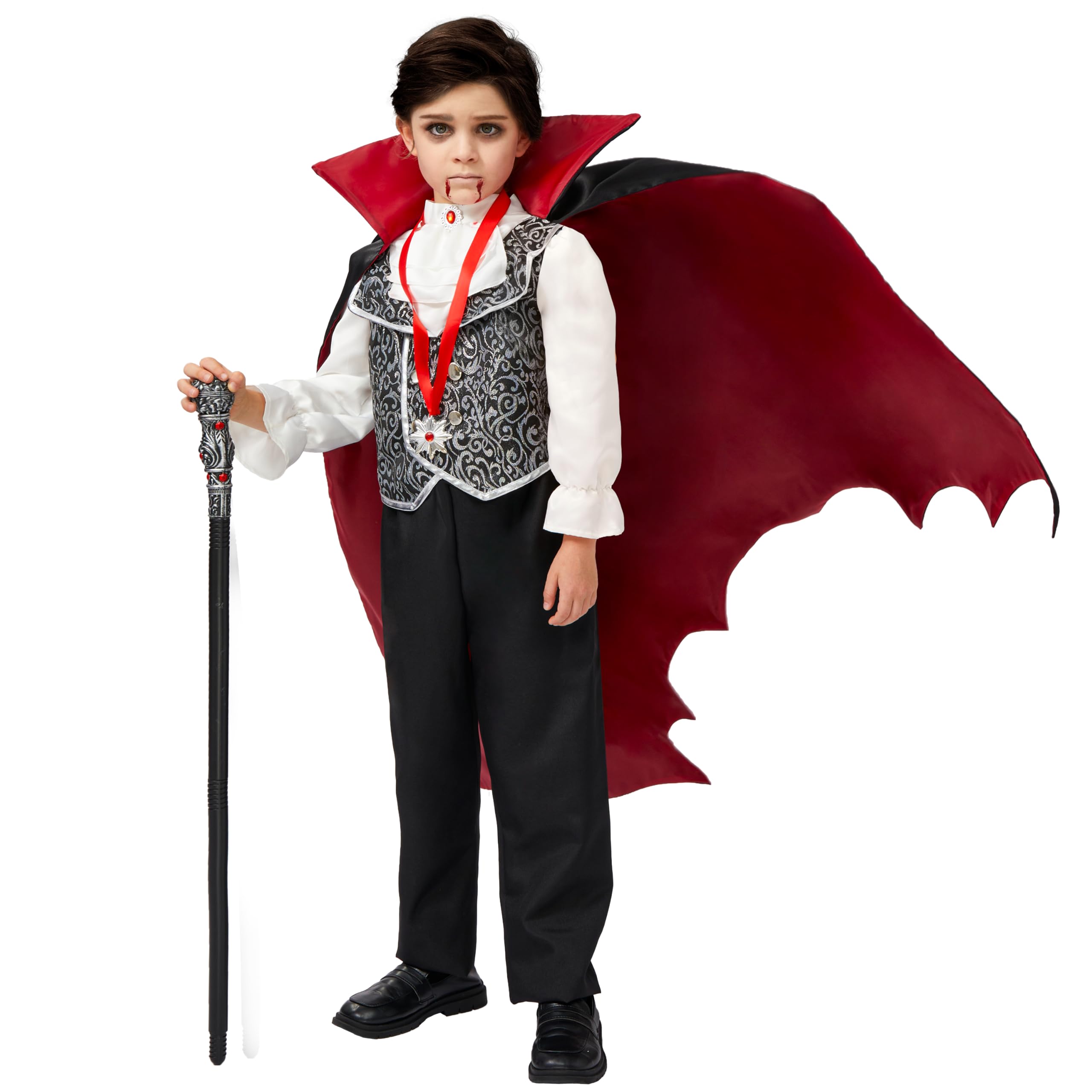 Spooktacular CreationsCostume da vampiro gotico per bambini, ideale per feste, travestimenti, giochi di ruolo e cosplay (3-4 anni)
