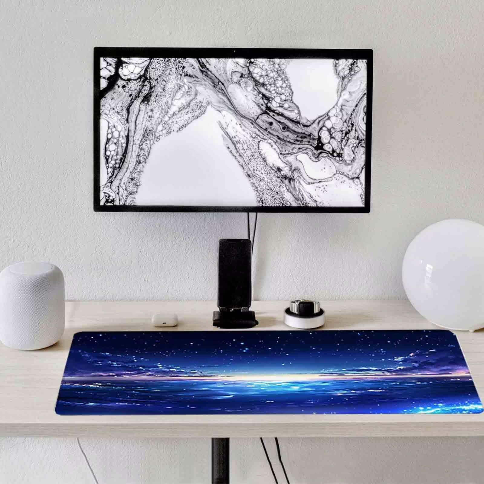 Niebieska podkładka pod mysz gwiaździste niebo XXL podkładka pod mysz 1000 x 500 mm ze zszytymi krawędziami i antypoślizgową gumową podstawą Podkładka pod mysz XXL do komputera, laptopa, akcesoriów