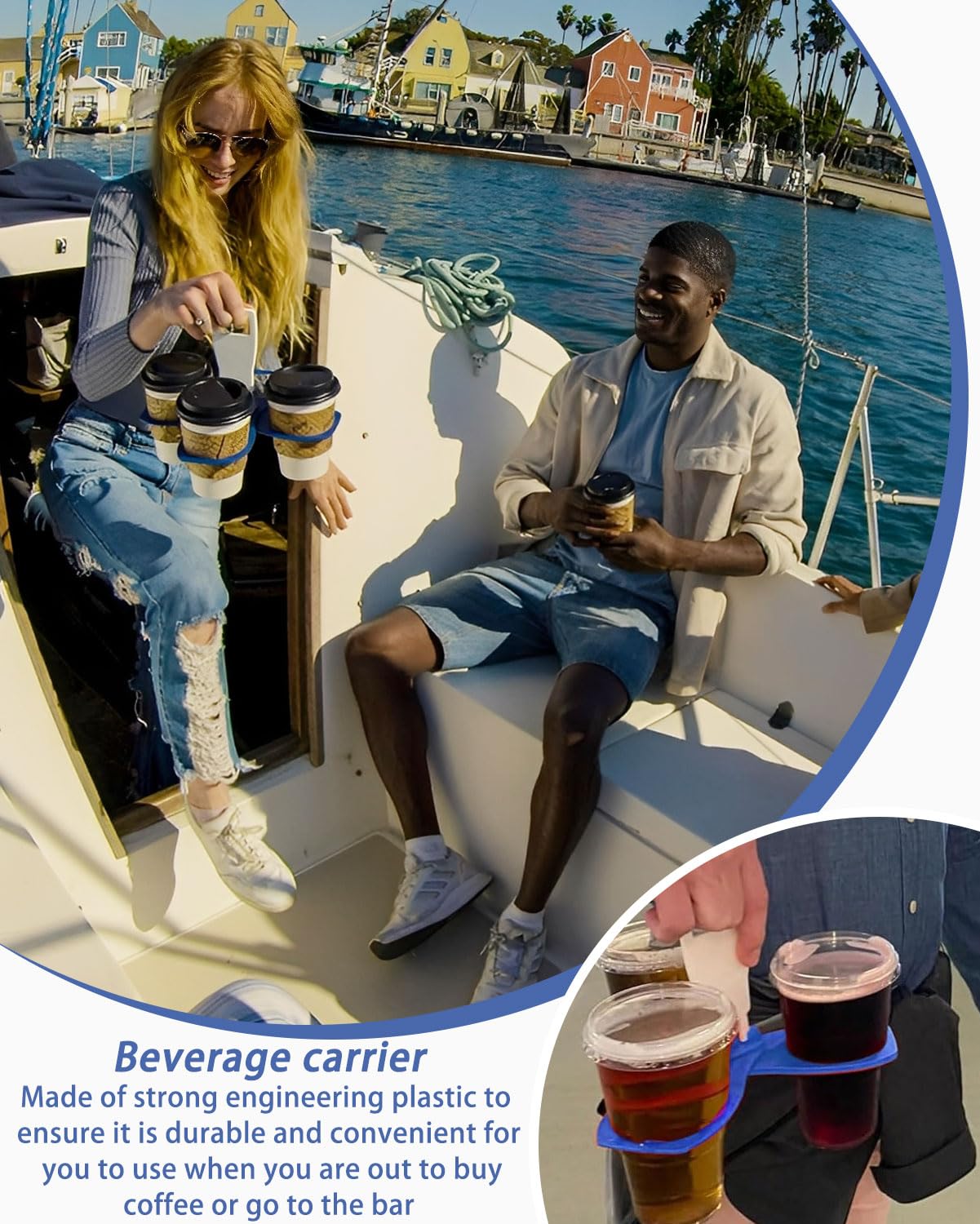 1 pezzi Portabicchieri pieghevole,Blu Portabevande con manico,Portatile,ripiegabile,per caffè,bibite,birra,birra,bevande,robusto formato tascabile riutilizzabile,Portabicchieri Con Manico