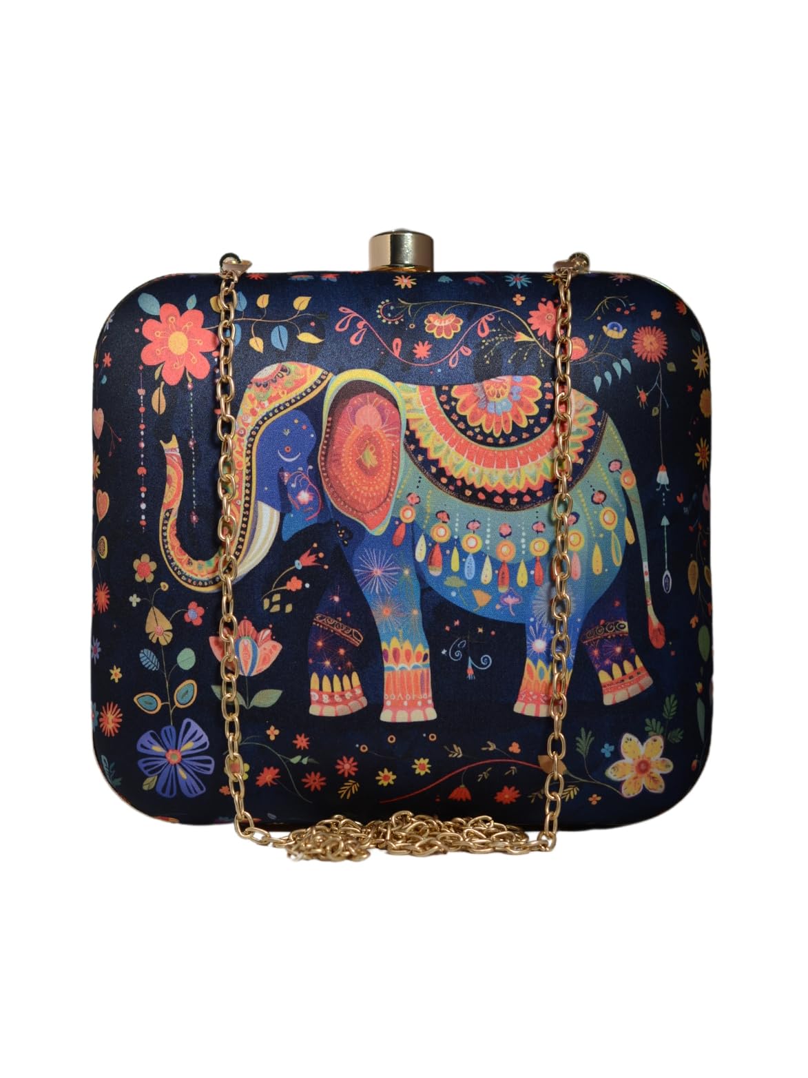 artklim Elephant Printed Clutch Bag For Women With Detachable Chain Sling Strap-picture-12
