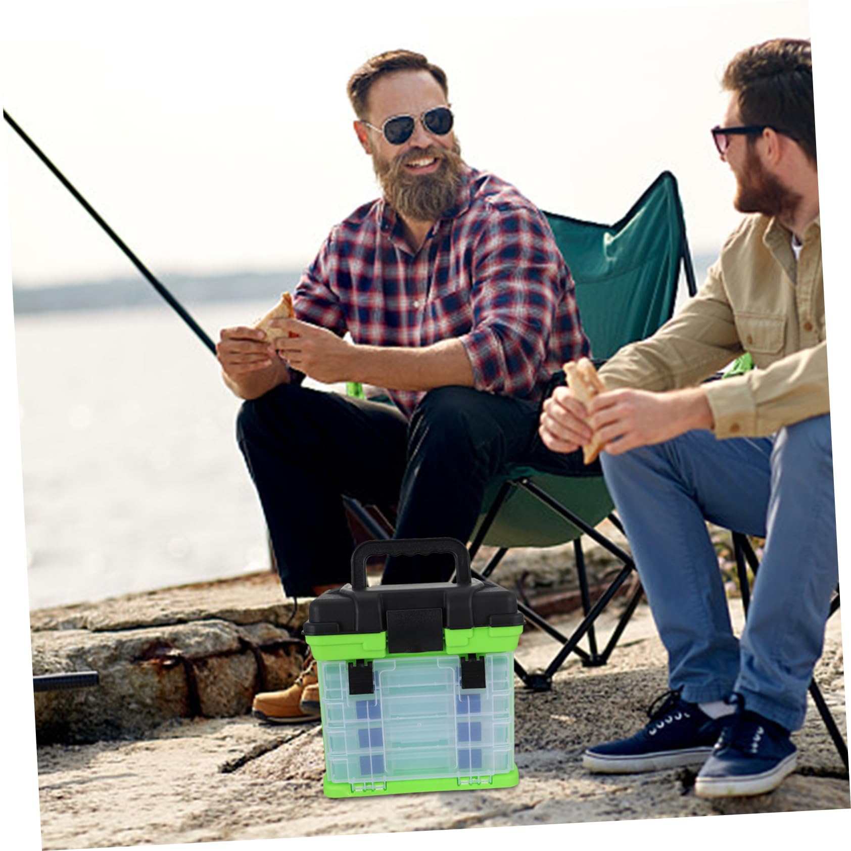 Toddmomy boîte à Outils pour matériel de pêche conteneurs de Stockage d'articles de pêche conteneurs de pêche conteneur de pêche Plastique Green
