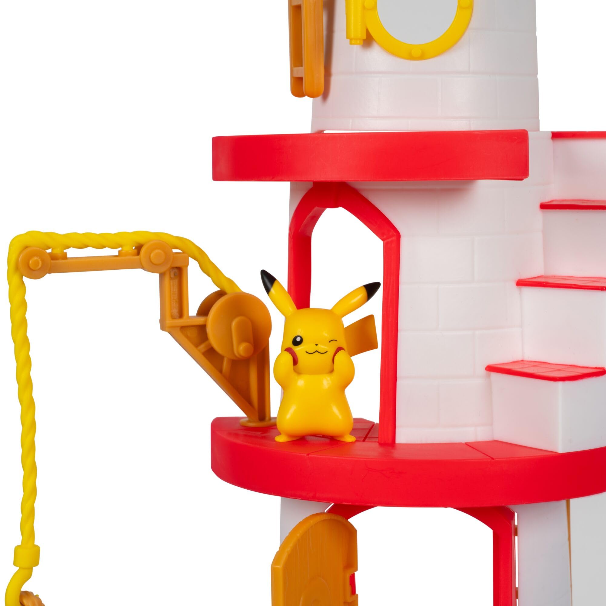 Jazwares Pokemon Carry Case zestaw do zabawy w latarnię morską – przenośny plecak transformujący zestaw do zabawy z funkcjami akcji i figurką bojową Pikachu 5 cm