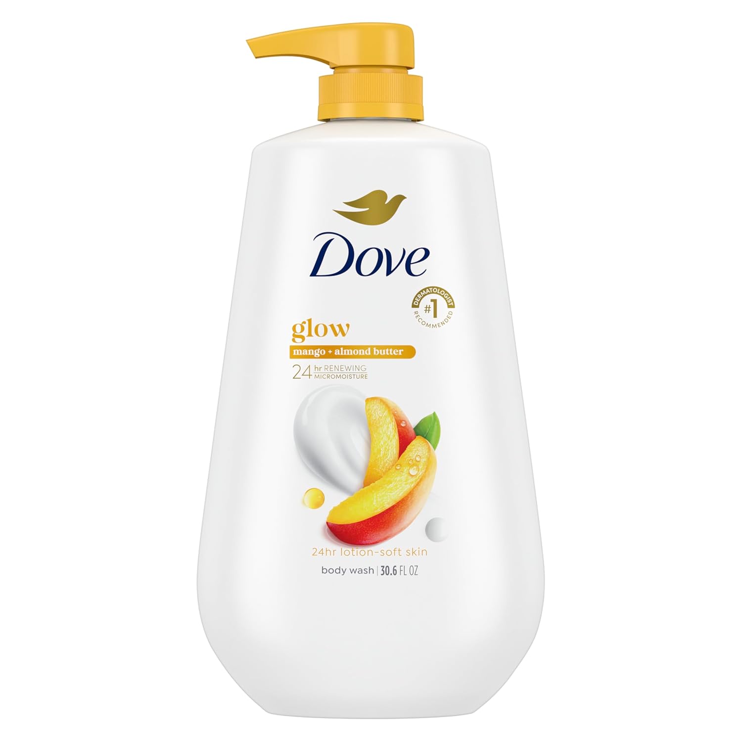 Dove Body Wash with Pump Glow Mango & Almond Butter For 24hr Lotion-Soft Skin Moisturizing Skin Cleanser with No Sulfates No Parabens 30.6 oz Dove Body Wash with Pump Glow Mango & Almond Butter For 24hr Lotion-Soft Skin Moisturizing Skin Cleanser with No Sulfates No Parabens 30.6 oz