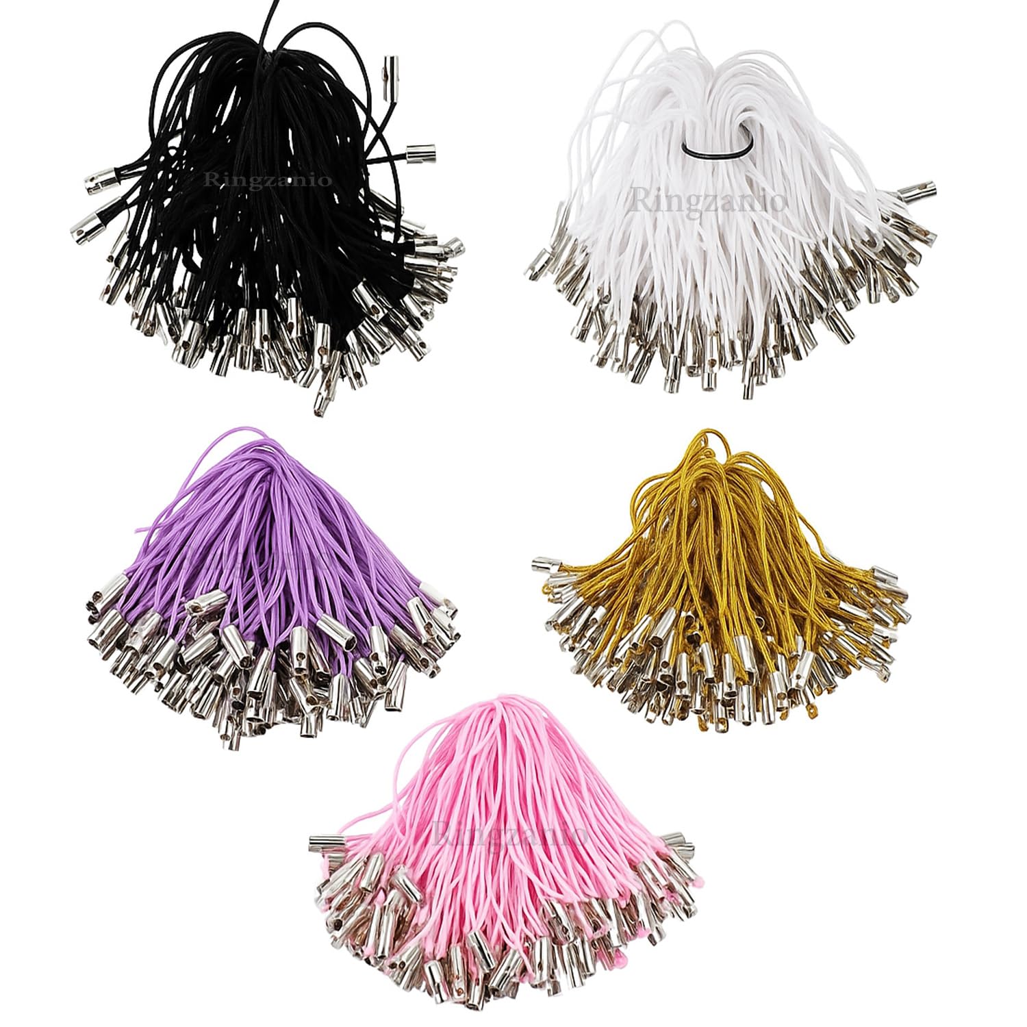Cell Phone Straps Strings 100 Pcs In 5 Colours | Pink Golden Purple Black White Each colour 20 Pcs | Phone Charm Thread | Phone Strap Cord | Phone Charms | Phone Accessories | DIY Craft
