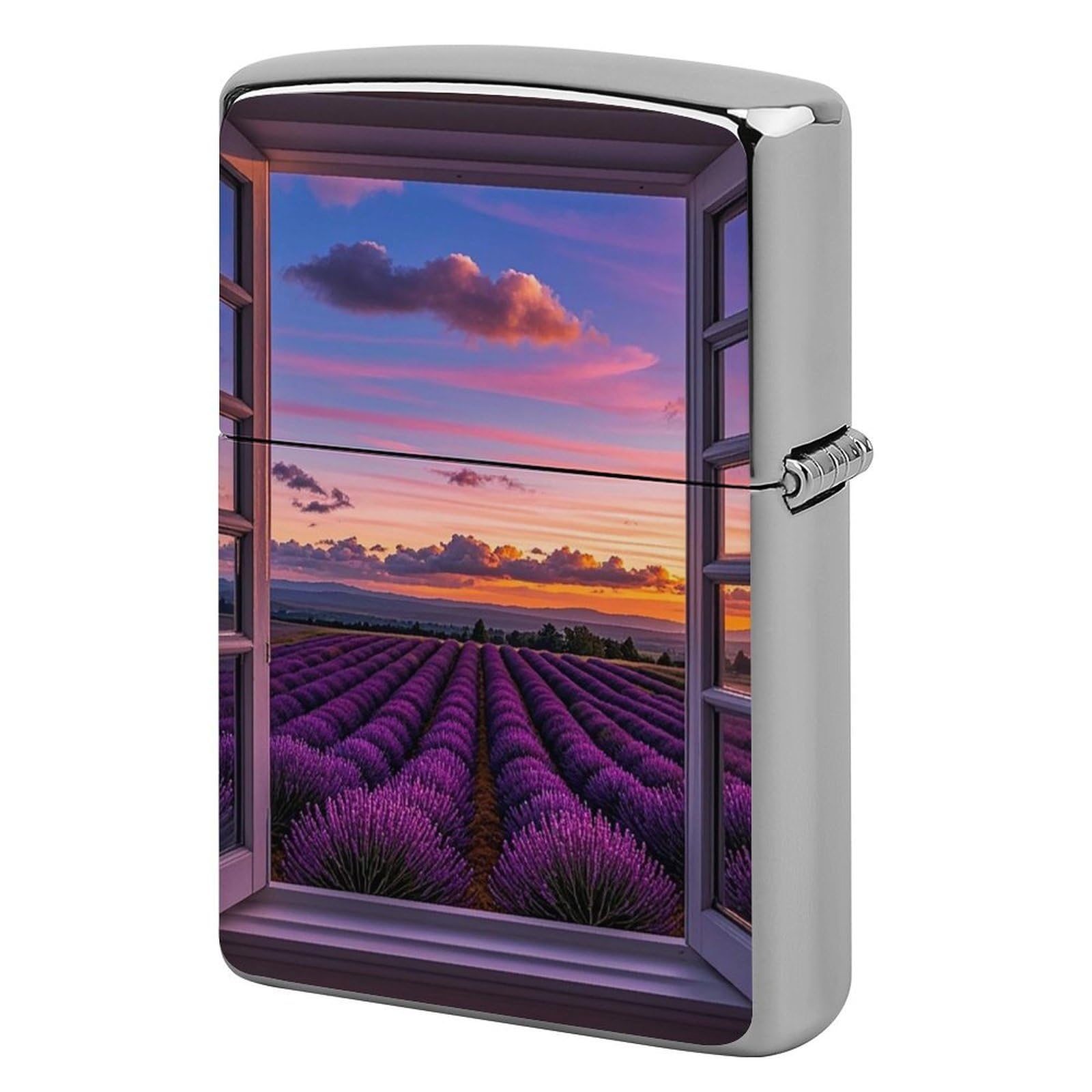 Purple Sunset Lavender Flower Lighter Case for Men, Personalized Lighter Cover for Valentine's Day Gifts, Flip-Top Lighters Shell for Outdoor, Portable Lighters Protective Sleeve