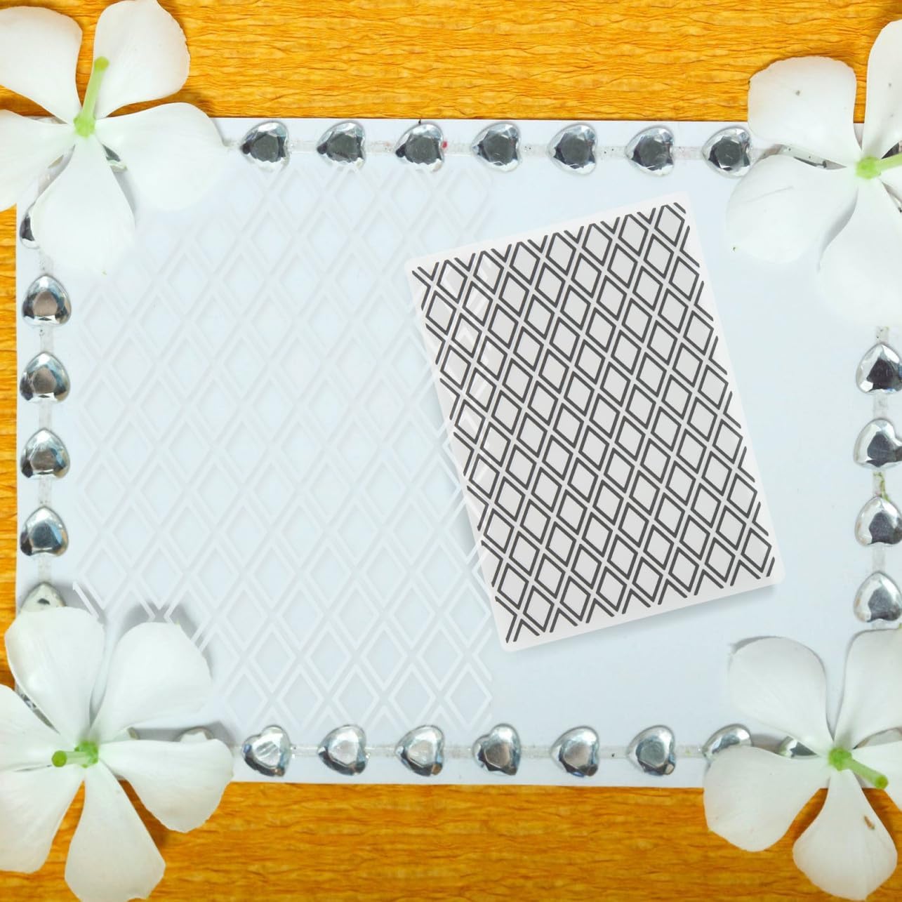 YOSADIER 2pcs Diamond Square Embossing Folders for DIY Scrapbooking and Card Making Plastic Templates Texture for Creative Crafts