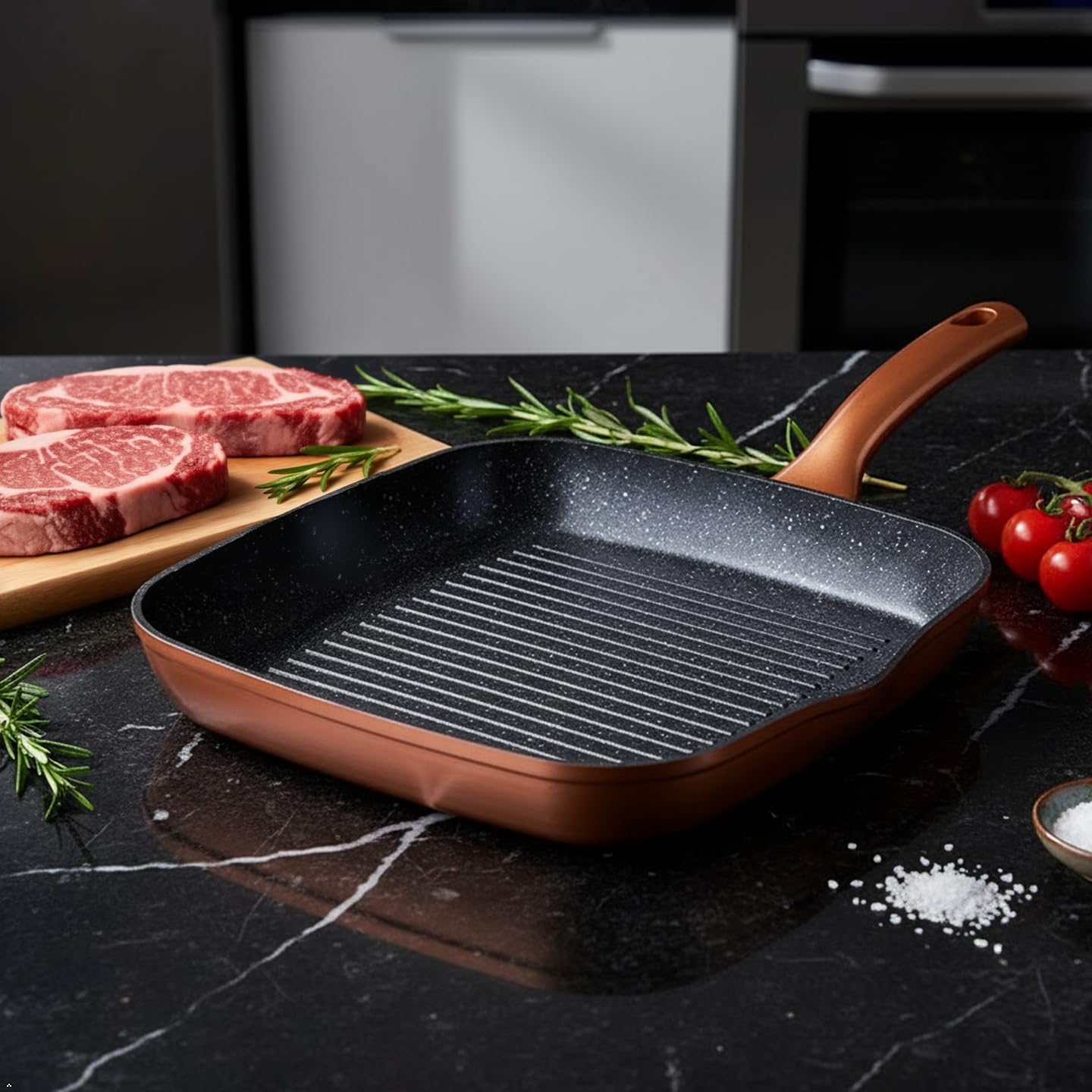 Nonstick Grill Pan for Stove Tops, 11 Inch Versatile Griddle Pan with Pour Spouts,Square Grill Pan for Indoor Cooking Surface, Durable Grill Skillet for Indoor & Outdoor Grilling.PFOA Free