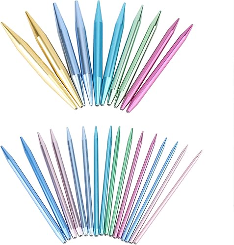 Miniatura 8 de Pssopp Juego de agujas intercambiables, juego de agujas de tejer circulares de aluminio, agujas de ganchillo intercambiables de doble punta de