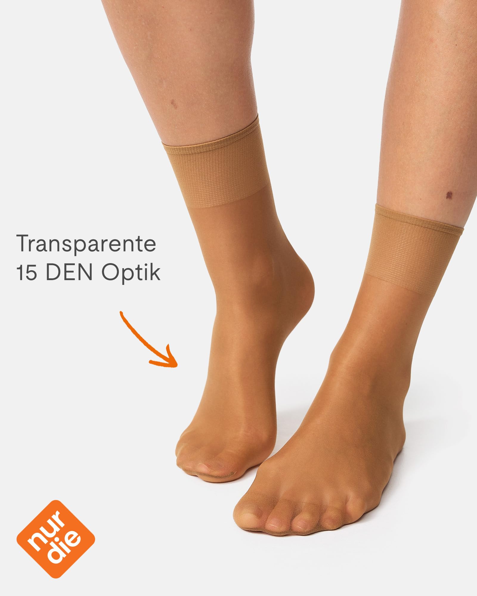 Nur Die Skarpetki jedwabiste, 15 DEN, przezroczyste nylonowe delikatne skarpetki, jedwabiste, błyszczące, szerokie, komfortowe ściągacze, damskie