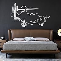 Vista 6 de Cadeali Arte de Pared de Metal con Paisaje Desértico, Decoración de Pared de Cactus de Metal, Decoración de Pared Desértica Boho, Arte de Pared