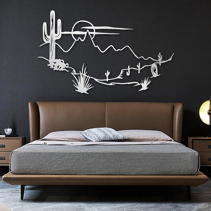 Desert Landscape Metal Wall Art, Metal Mountain Wall Art