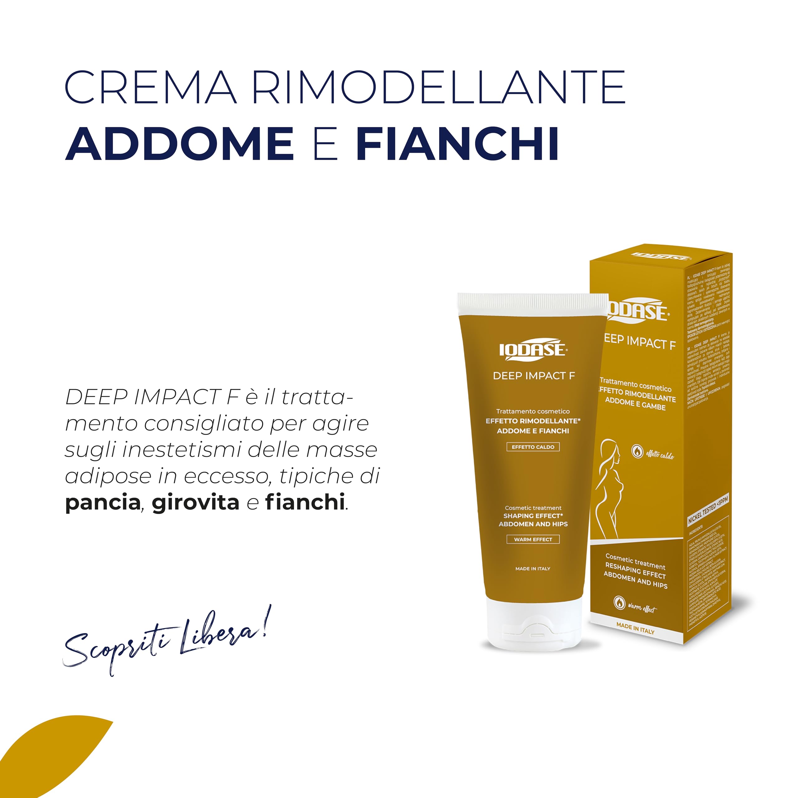 Iodase Deep Impact F Crema Rimodellante 200ml, Lipolitica e Tonificante con Fosfatidilcolina, Edera e Spirea, Combatte Accumulo di Grasso su Addome e Fianchi, Migliora Elasticità e Compattezza