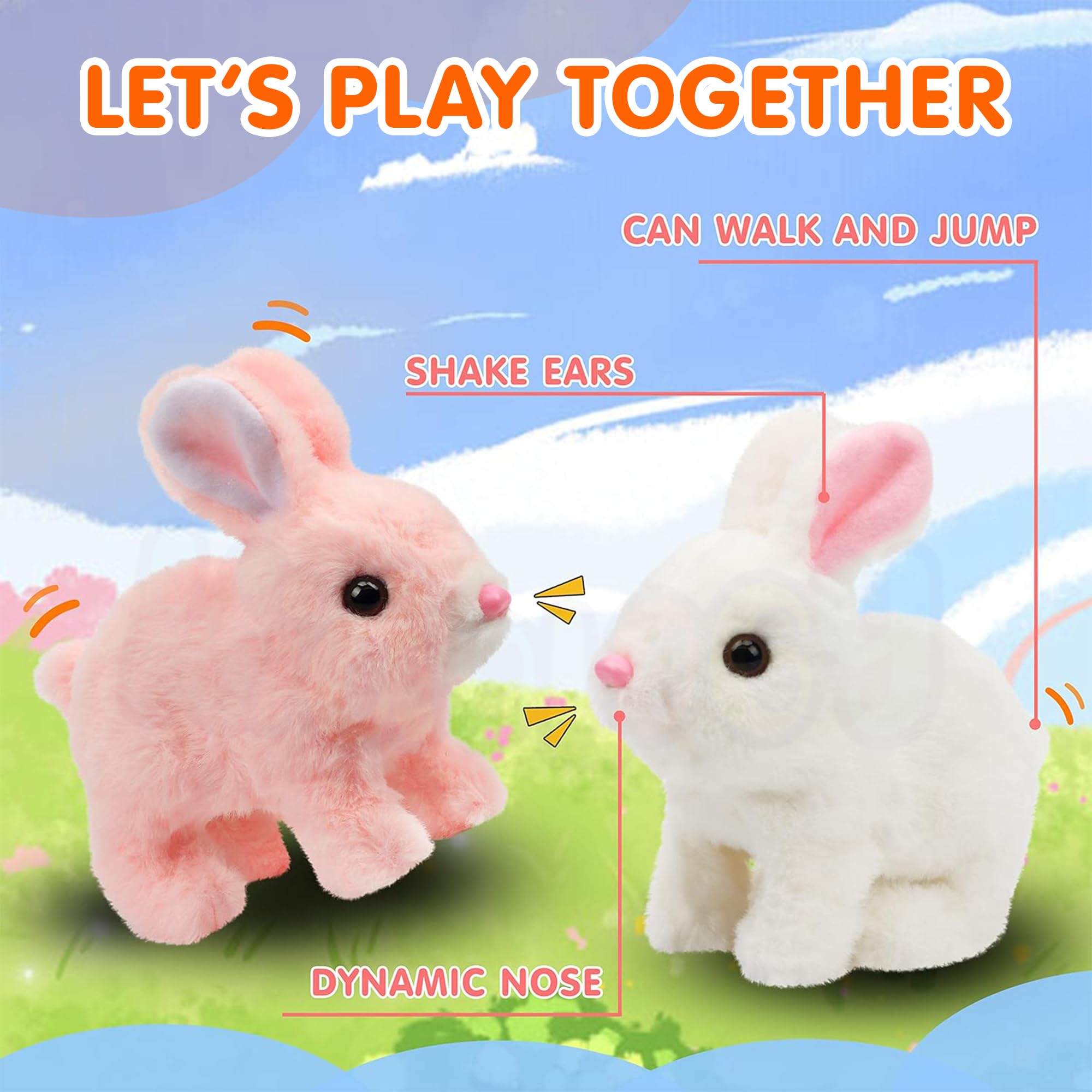 Kidology Electronic Bunny Toy for Kids | Hopping & Jumping Rabbit with Moving Ears, Nose & Tail | Soft Plush Animal Toy for 1-5 Year Olds | Interactive Walking Toy | Gift for Boys & Girls - Image 8 thumbnail