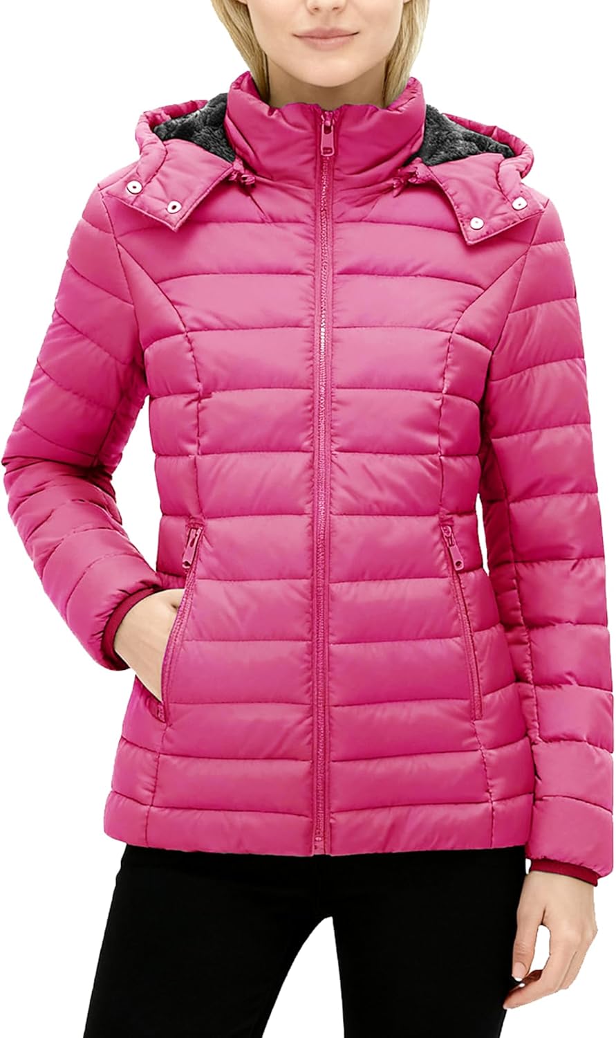 Women's Quilted Down Coat Waterproof Warm Thicken Flannel Lined with Detachable Hood Windproof Winter Puffer Jacket - Image 6