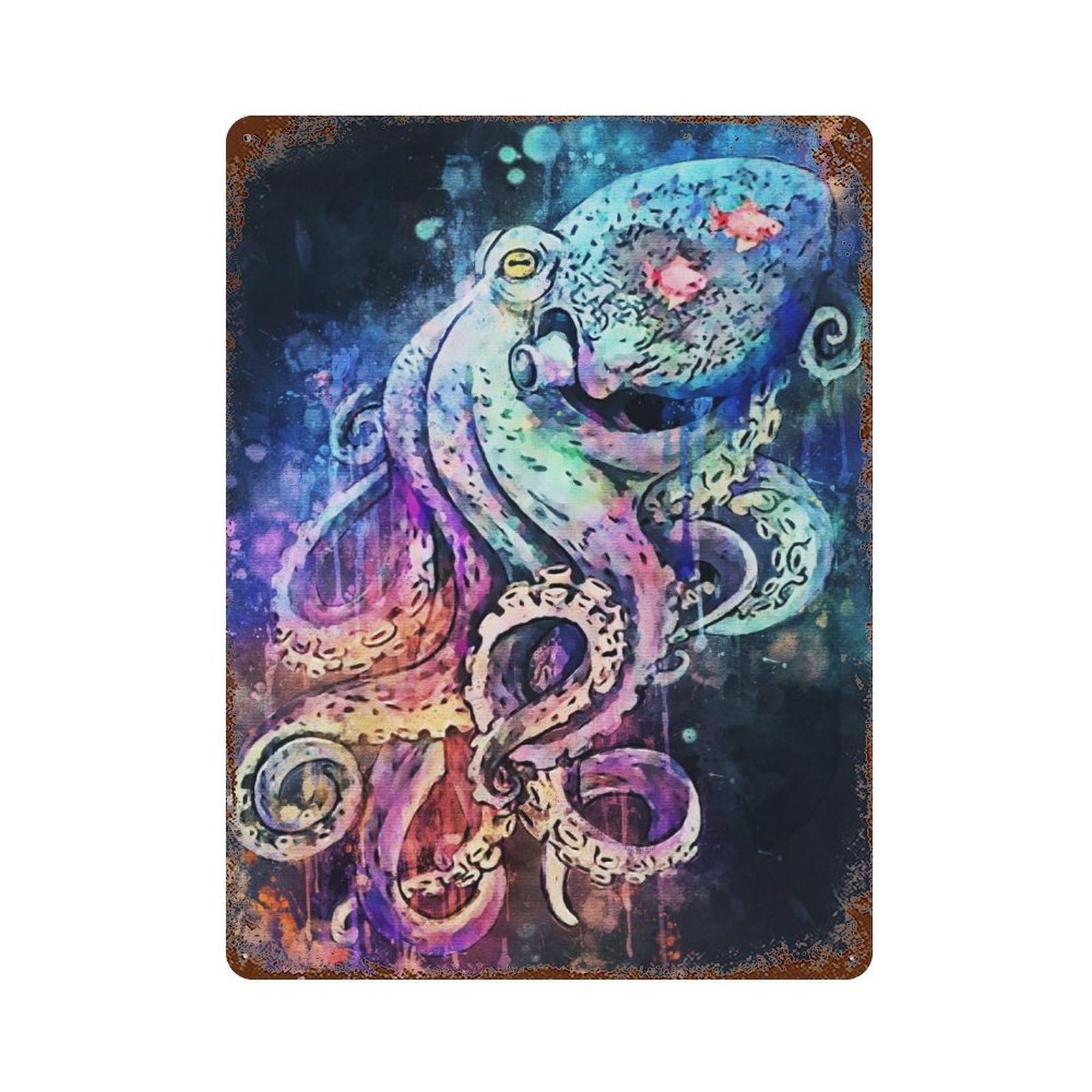 Octopus Kraken Retro Metal Sign 15.7"x11.8", for Garage, Bar And Workshop Decor, Shabby Chic Decor