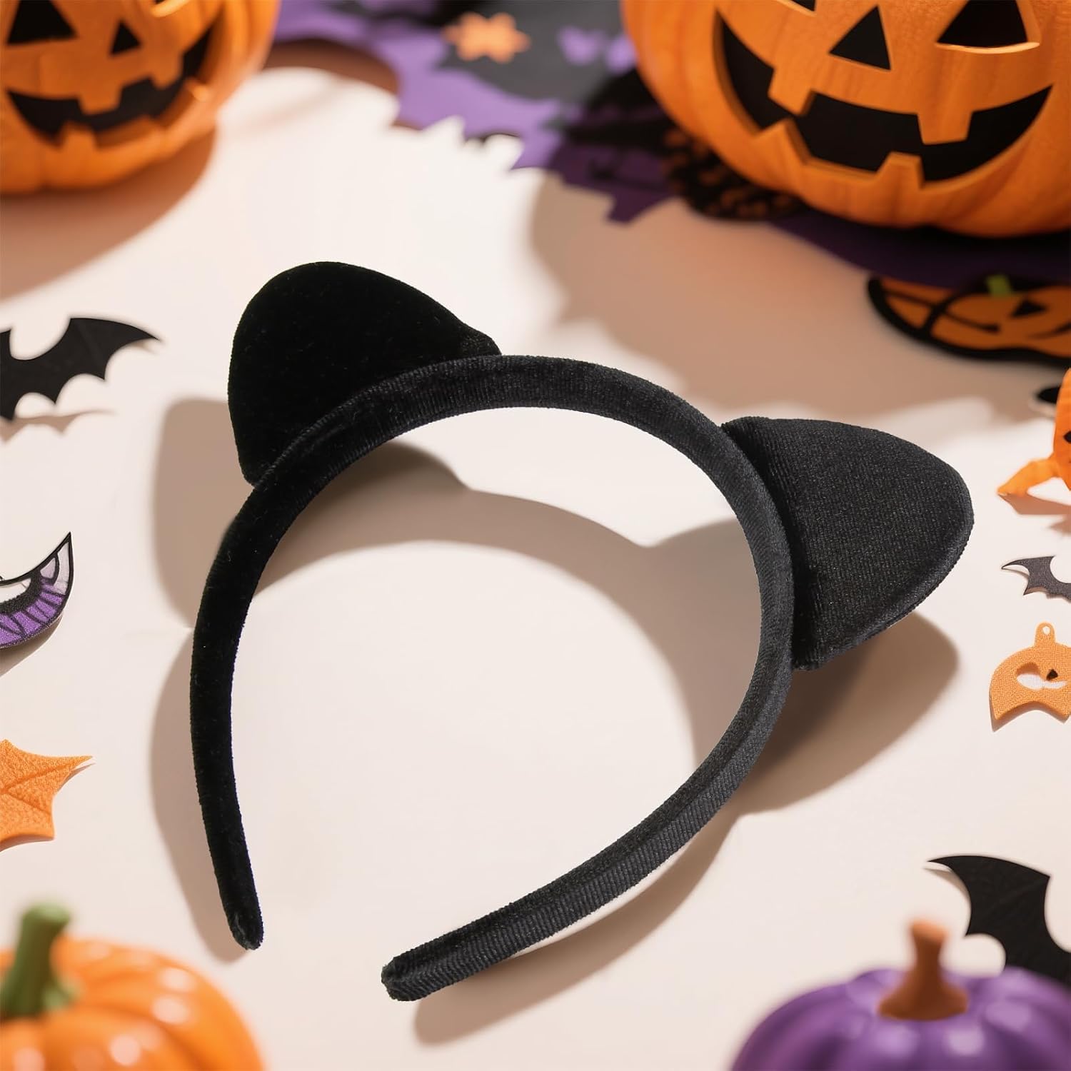 Women Cat Ear Headband Black Cat Ear Headband Halloween Cat Ear Hairband Velvet Cat Ears Headbands Cute Cat Woman Ears Accessories - Image 6