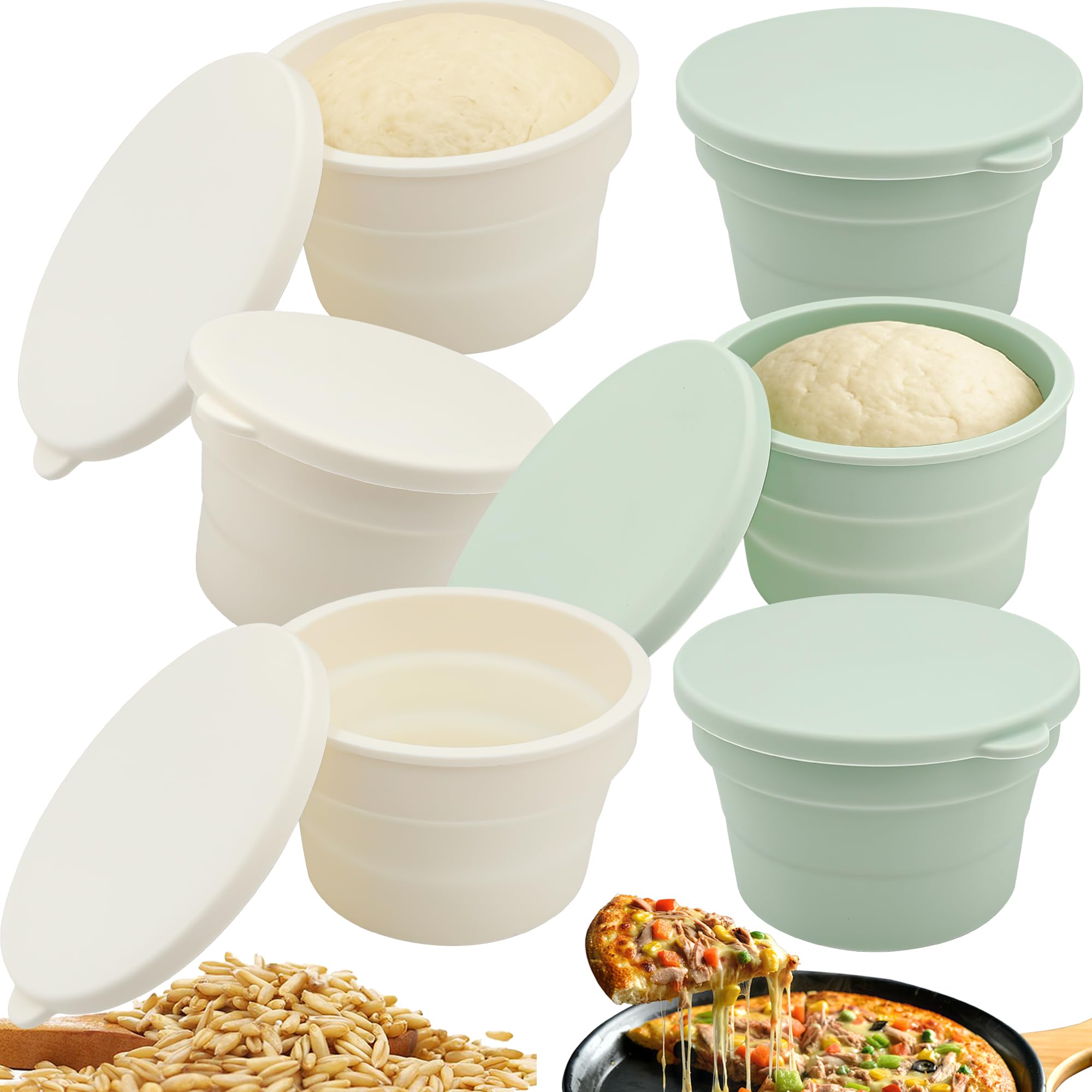 6 Stück pizzaballenbox mit deckel，gärbox，pizzateig，pizzateig box mit deckel，pizzaboxen teig，pizza teig，pizzabox