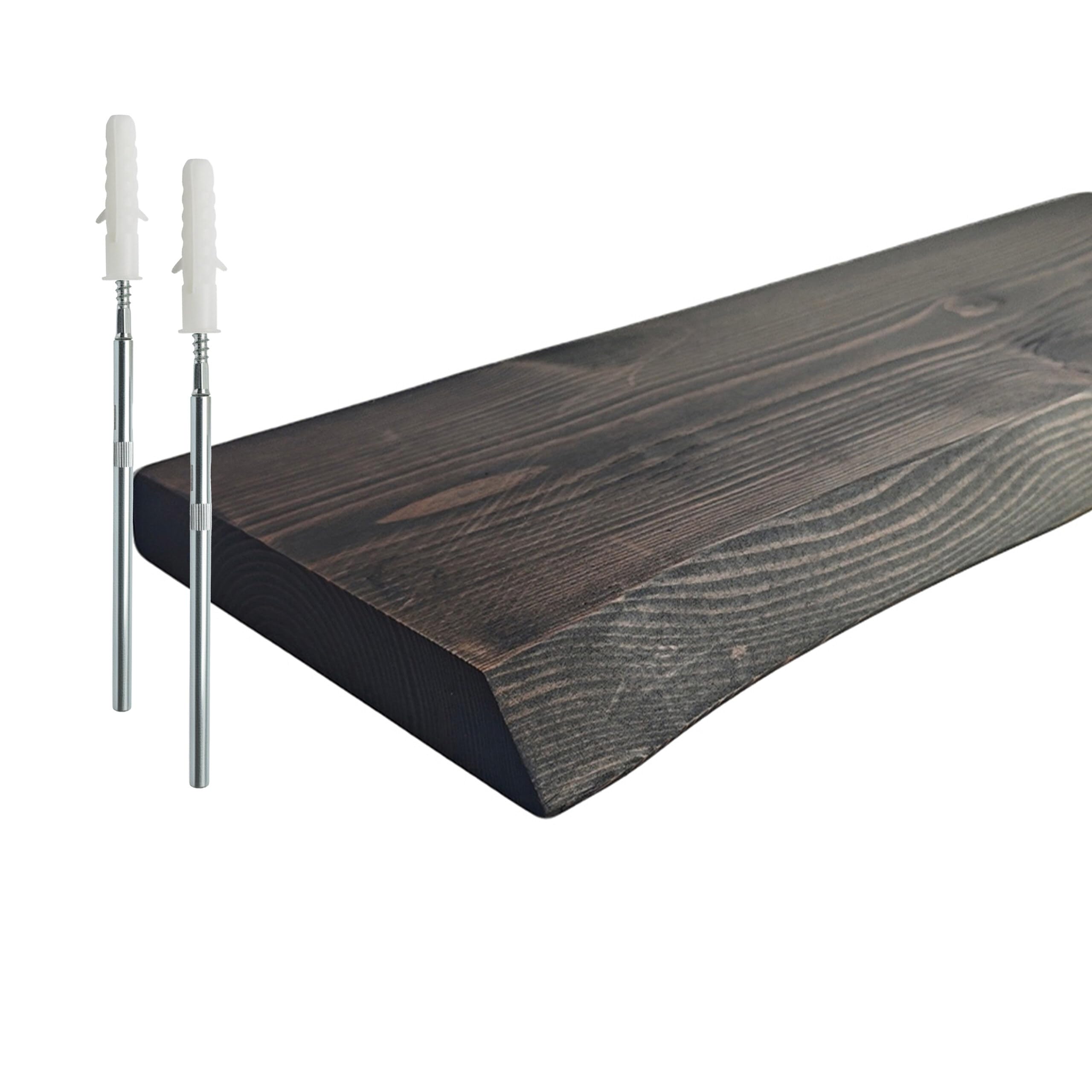 Relaxdays étagère Murale, Bord Naturel, 3x100x22 cm, étagère Flottante Rustique, Cuisine, pin Massif, Noir