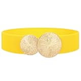 Wide Stretchy Belts for Women Dresses Elastic Waist Cinch Womens Belt with Gold Buckle