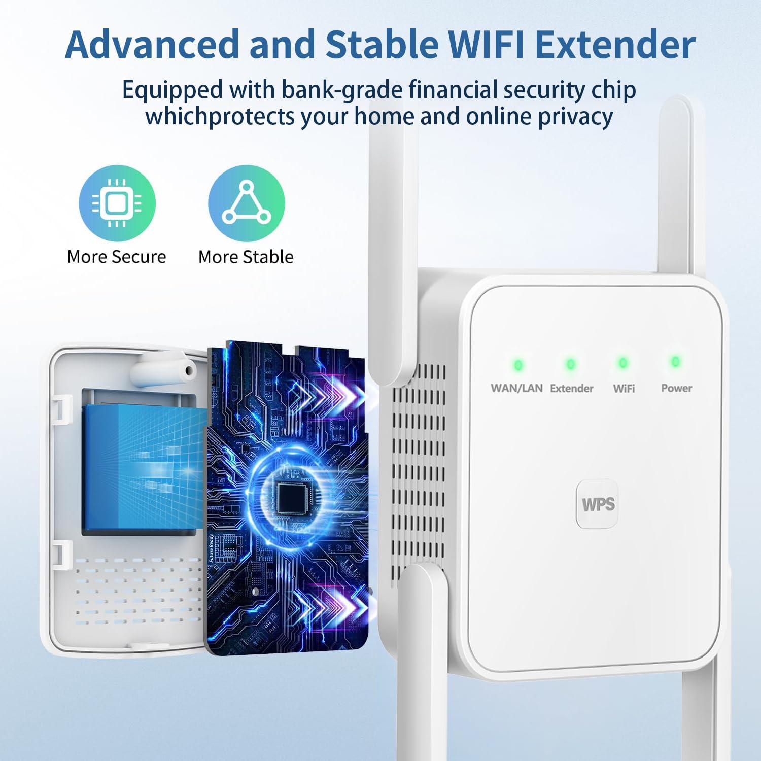 Répéteur WiFi Puissant,Amplificateur De Signal WiFi,avec 6 Antennes