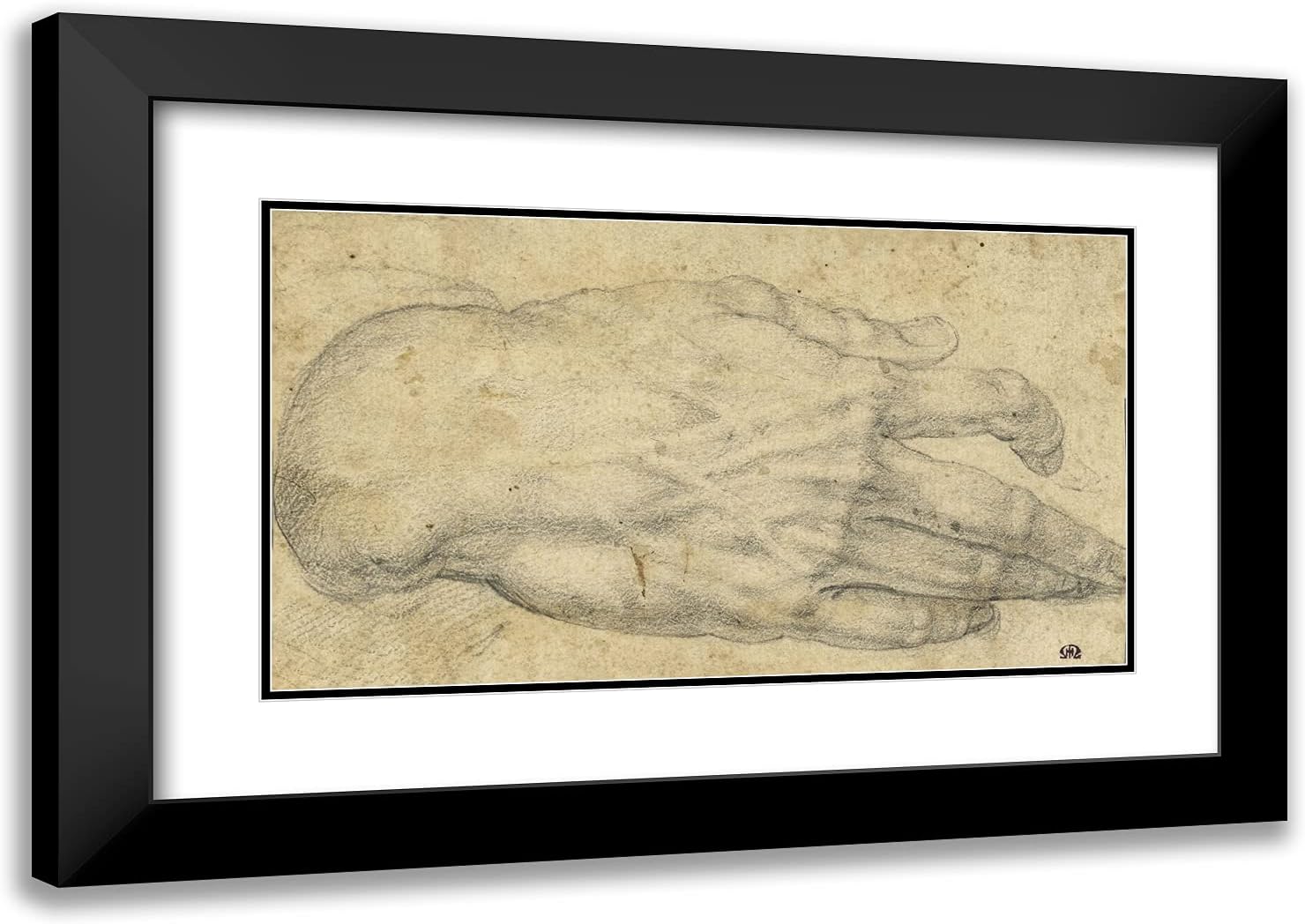ArtDirect Bronzino, Agnolo 24x17 Gold Ornate Framed Art Print with Double Matting Titled: Hand Study