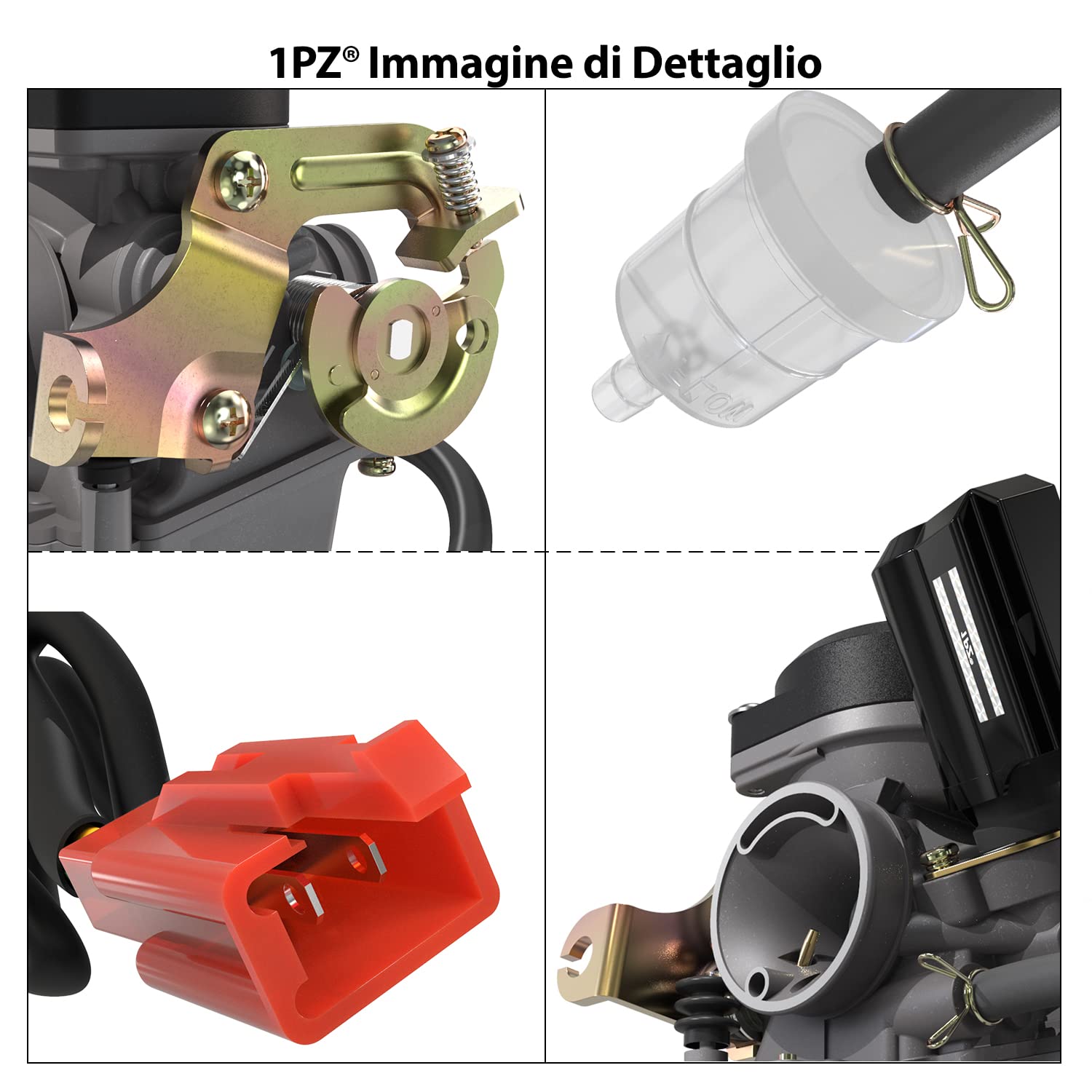 1PZ PD18 Carburatore 18 mm per GY6 49cc 50cc Scooter ATV 139QMB 139QMA | Compatibile con Motori 4 Tempi, Taotao, Kymco, Jonway, Baja, NST e Ciclomotore