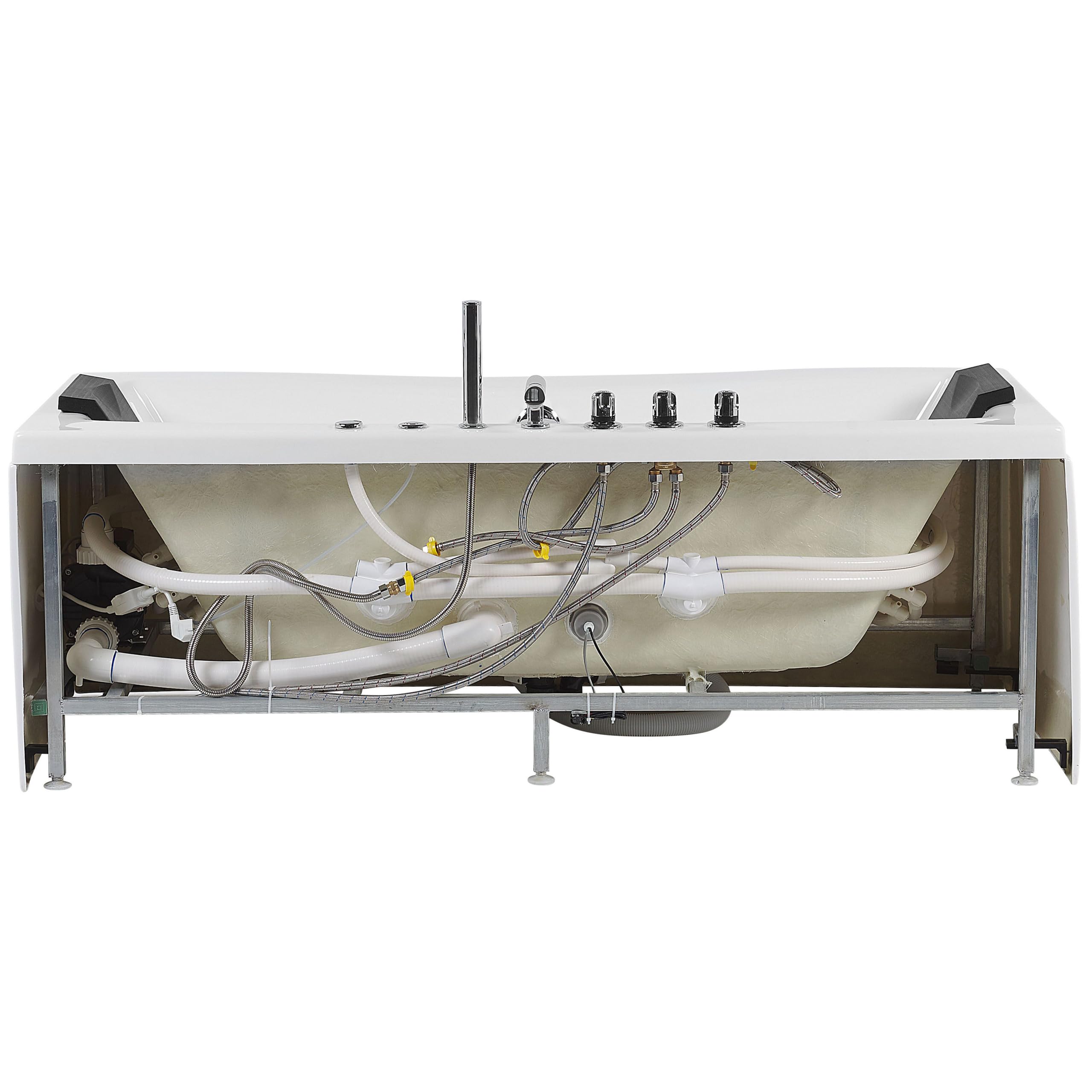 Baignoire Balnéo en Acrylique Blanc avec Fonction Hydromassage 2 Appui-Têtes et Éclairage LED intégré pour SPA à Domicile Beliani