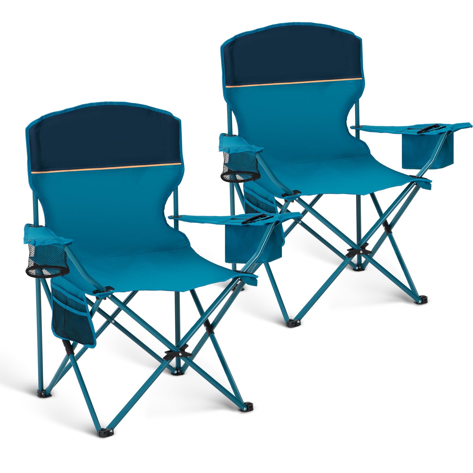 LET'S CAMP Campingstuhl 2er Set Klappstuhl Campingsessel mit Getränkehaltern Faltstuhl Camping Angelstuhl Klappbar mit Armlehnen Outdoorstuhl