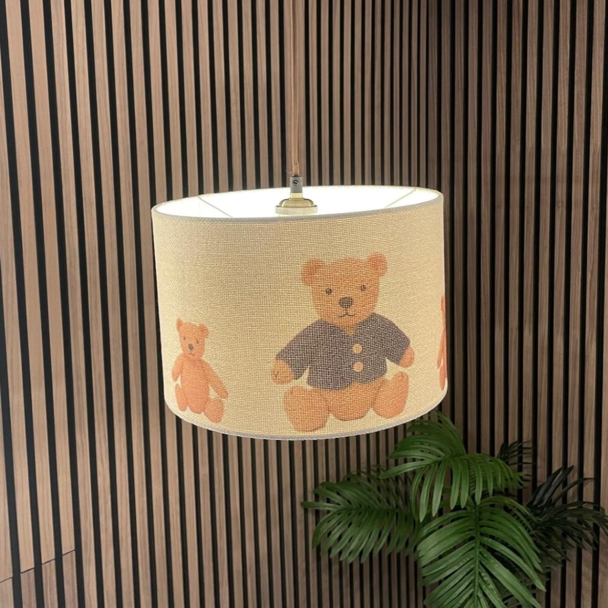 Cgc Lighting Boys 30Cm Navy Teddy Indoor Ceiling Lampshade Blue Teddy Bear Bears Round Drum Childrens Shade Light (30Cm Navy Teddy)