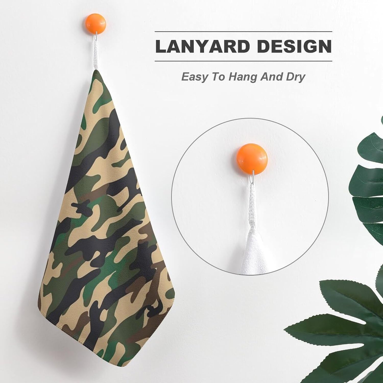 Camouflage Army Green Hand Towels for Bathroom Kitchen Towels Small Towel Handkerchiefs with Hanging Loop 4PCS