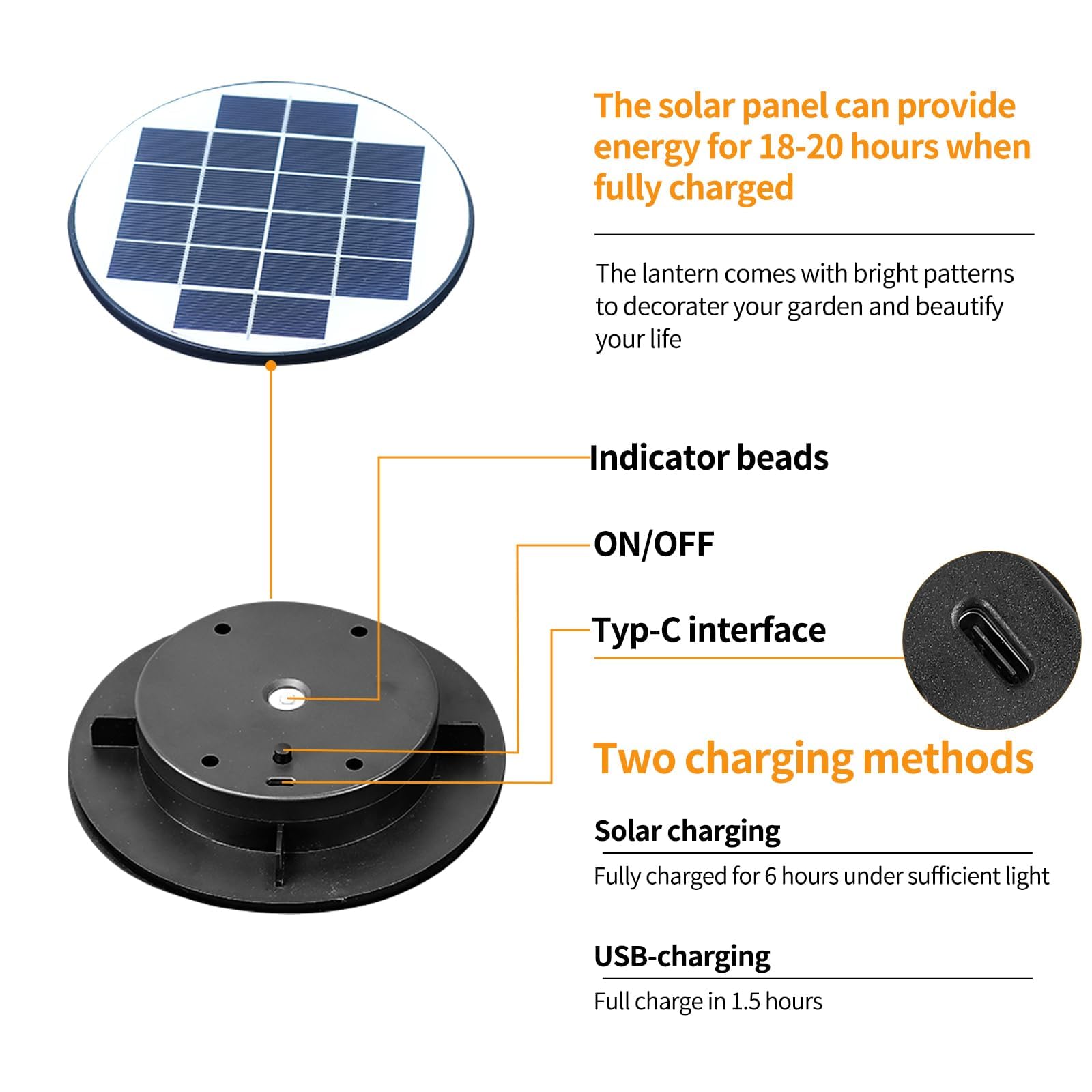 Lampada Solare Da Esterno Alta 80,7 Cm Con Fioriera 2 Piani - Farfalla In Metallo Vintage, Luci LED IP65 Per Giardino, Terrazzo E Vialetto, Ricarica USB-C