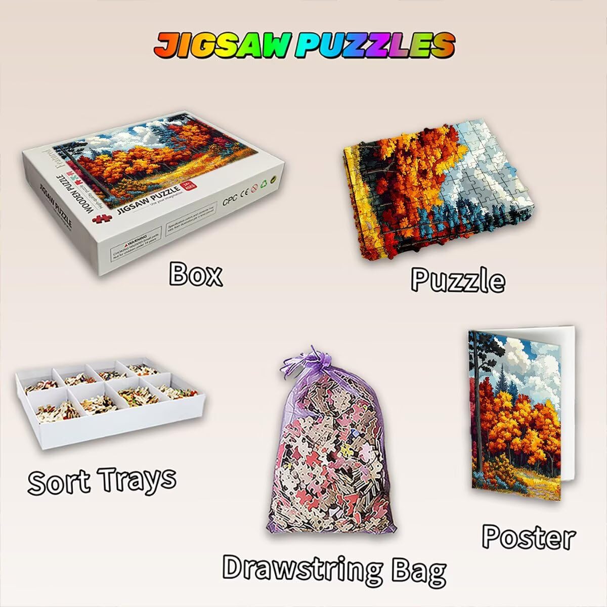 Puzzle 3000 elementów dla dorosłych, puzzle 3000 elementów krajobraz, jesienne puzzle dla dorosłych z wykwintnym pudełkiem do pakowania, gry edukacyjne, duże drewniane puzzle, prezent dla kobiet