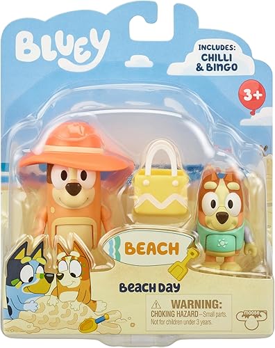 Miniatura 2 de Bluey Paquete de 2 figuras, figuras de mamá y bingo de 2.5 pulgadas con accesorio para bolsa de playa