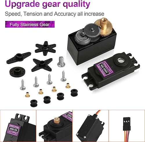 Miniatura 2 de Paquete de 6 MG996R 1.94 oz Metal Gear Torque Digital Servo Motor para Futaba JR RC Helicóptero Coche Barco Robot