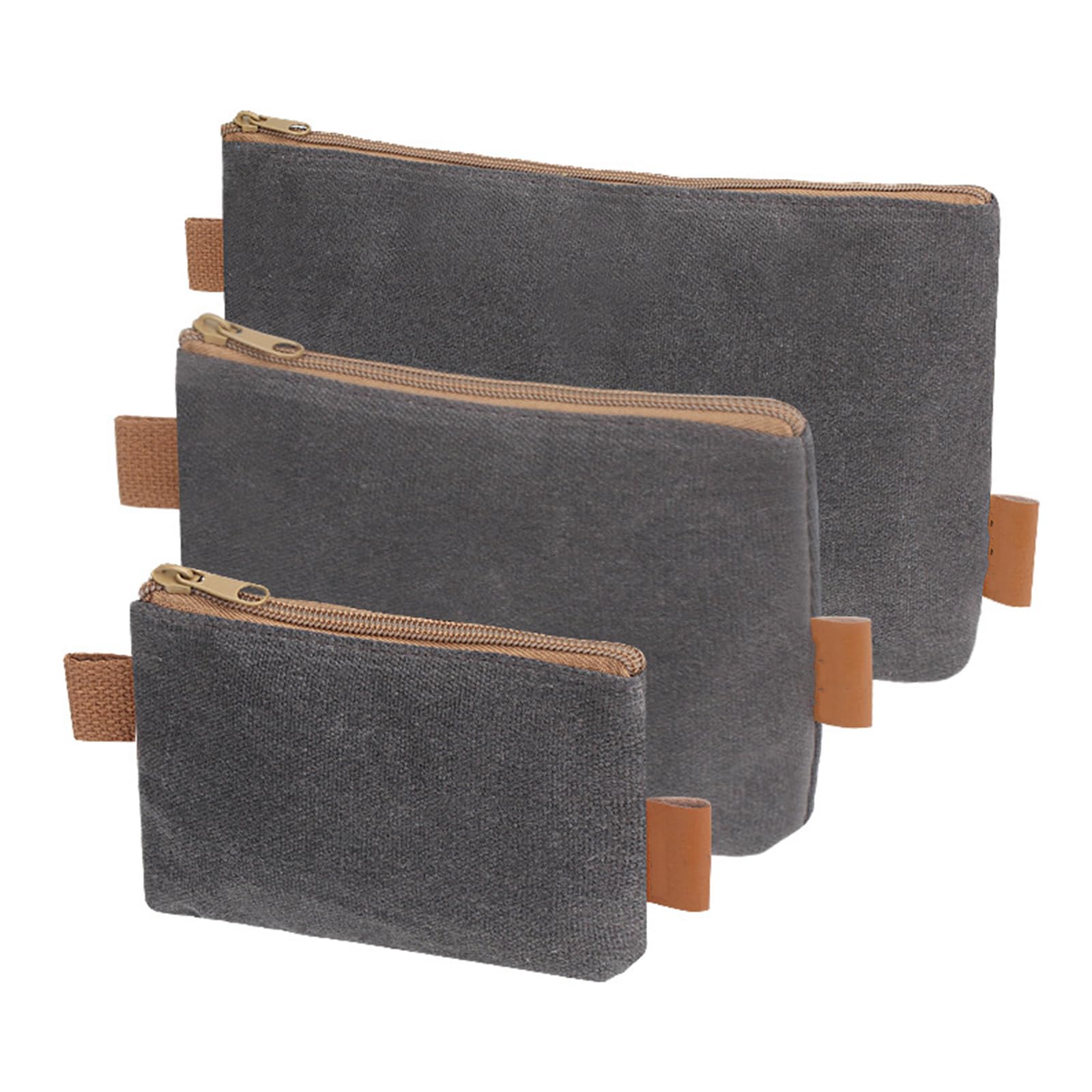 3 Piece Tool Bag Set Multipurpose Waxed Canvas Zippered Tool Pouches Storage Organizers for Hardware Storage Solution Bag Set