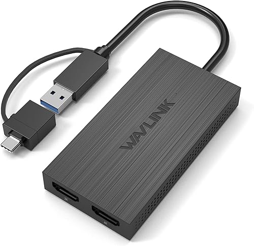 WAVLINK Adaptador USB C o USB 3.0 a HDMI dual, pantalla de video externa 4K y 1080p, compatible con Mac M1M2, Windows, ChromeOS, Android 7.1+, no